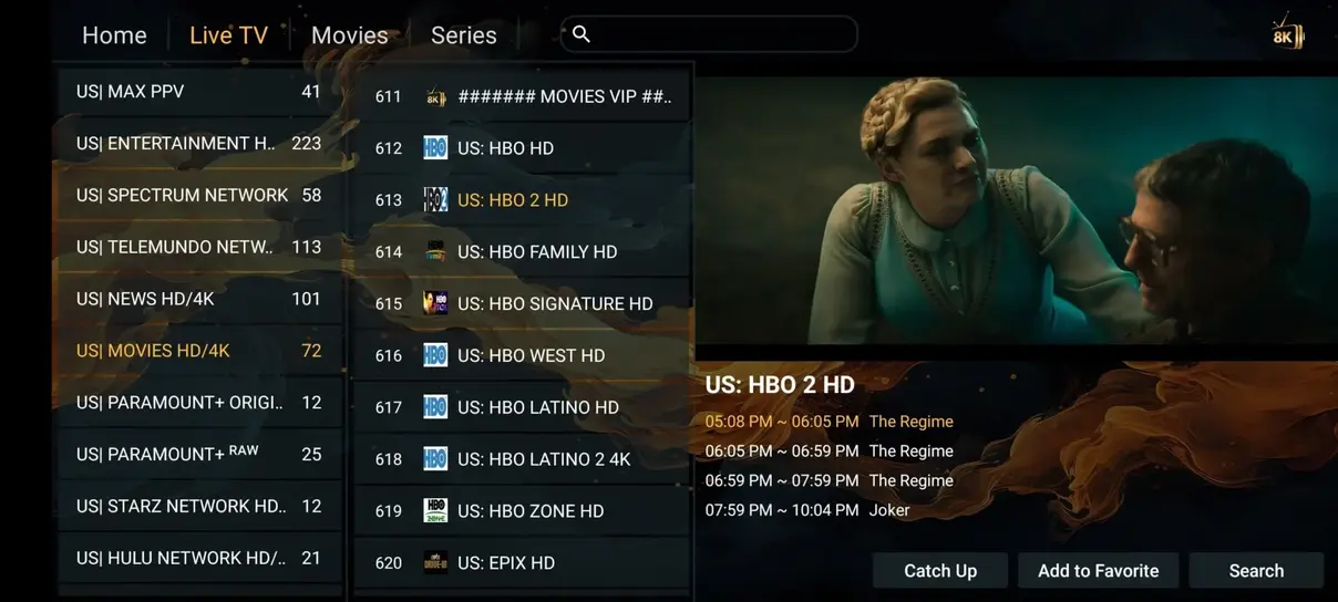IPTV Sverige TV-guide gränssnitt på Smart TV