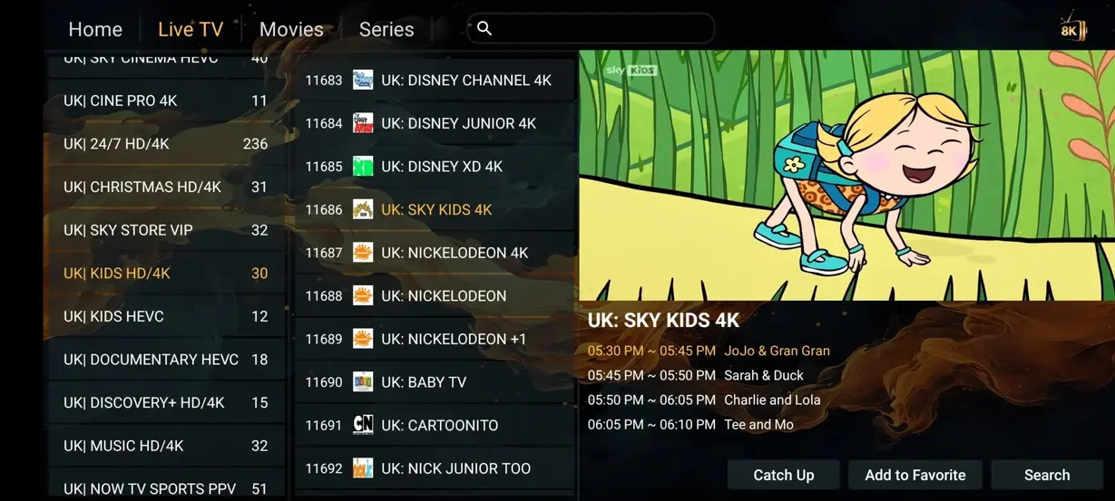 Favoritkanaler och anpassade spellistor i IPTV