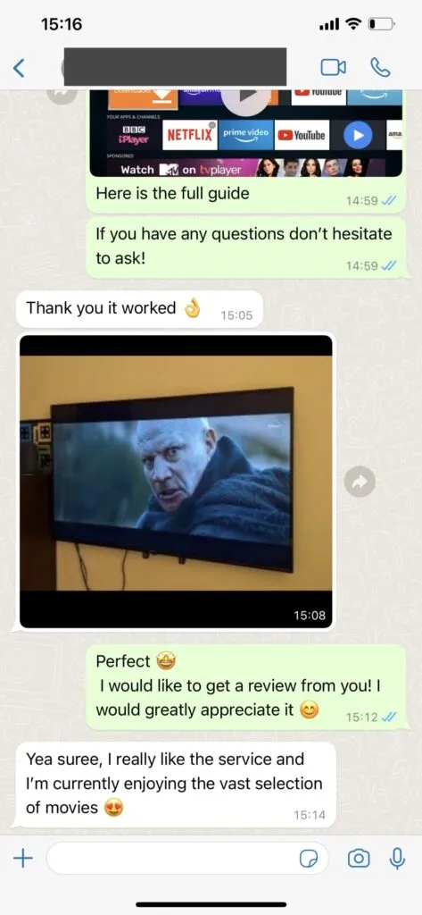 WhatsApp kundchatt och aktivering hos IPTV Sverige